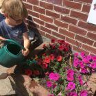 In de tuin - bloemen voor mama